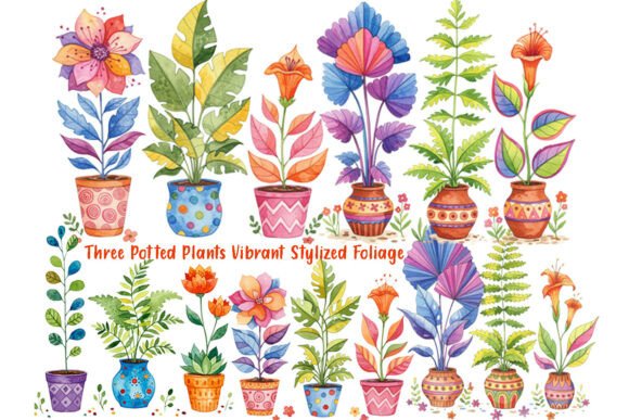 Download Whimsical Stylized Floral Foliage Design - Design Collection