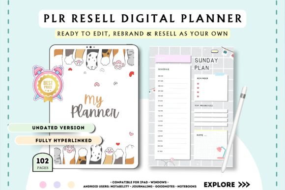 Download PLR Resell Digital Planner Cute Design - Design Collection
