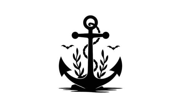 Download Anchor with Bats and Foliage Design - Design Collection