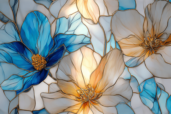 Download Blue Ivory Magnolia Glass Design - Design Collection