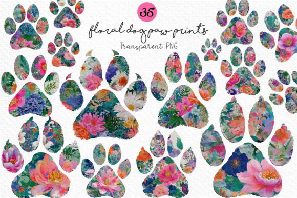 Download Floral Dog Paw Prints Clipart PNG - Prints Collection