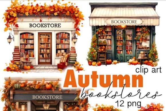 Download Autumn Bookstore Digital Fall Designs - Design Collection